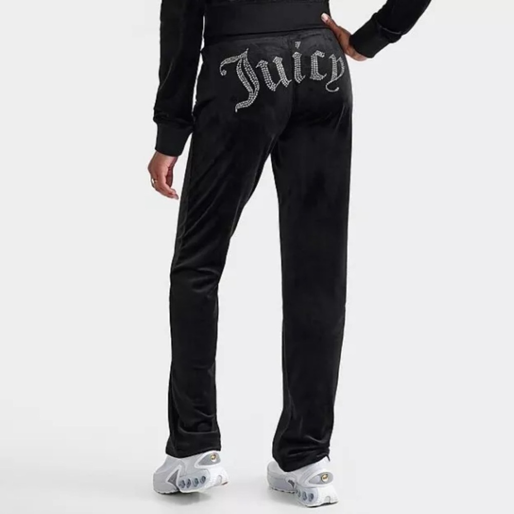 NEW ! JUICY COUTURE Velour OG Big Bling Sweatpants in Black Size M